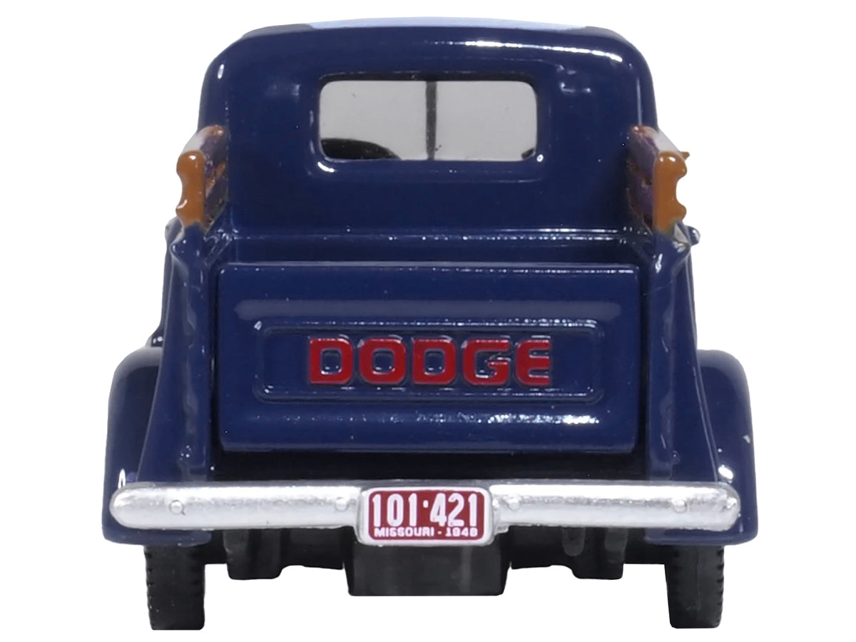 1948 Dodge B-1B Pickup Truck Waterway Blue 1/87 (HO) Scale Diecast Model Car