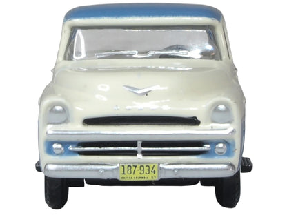 1957 Dodge D100 Sweptside Pickup Truck Ice Blue and Glacier White 1/87 (HO) Scale Diecast Model Car