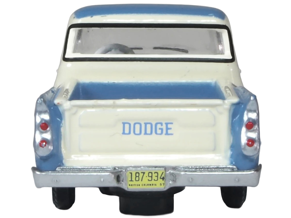 1957 Dodge D100 Sweptside Pickup Truck Ice Blue and Glacier White 1/87 (HO) Scale Diecast Model Car