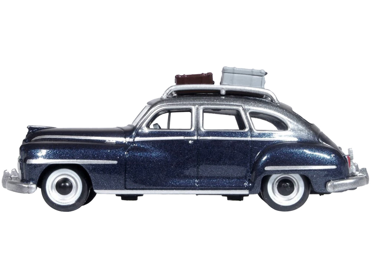 1946 DeSoto Suburban with Roof Rack and Luggage Butterfly Blue Metallic with Crystal Gray Top 1/87 (HO) Scale Diecast Model Car