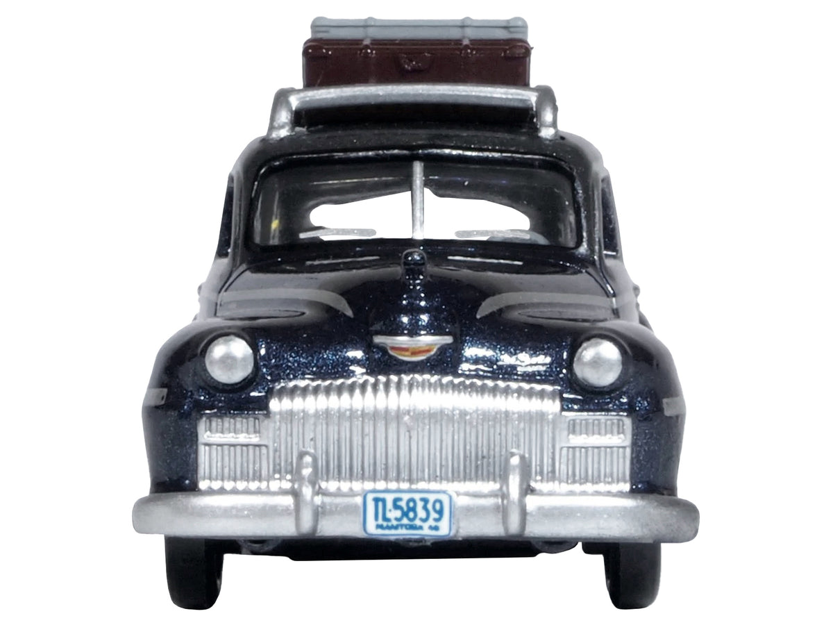 1946 DeSoto Suburban with Roof Rack and Luggage Butterfly Blue Metallic with Crystal Gray Top 1/87 (HO) Scale Diecast Model Car
