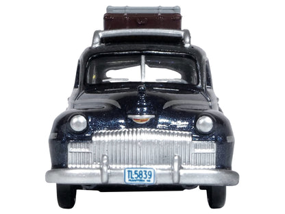 1946 DeSoto Suburban with Roof Rack and Luggage Butterfly Blue Metallic with Crystal Gray Top 1/87 (HO) Scale Diecast Model Car