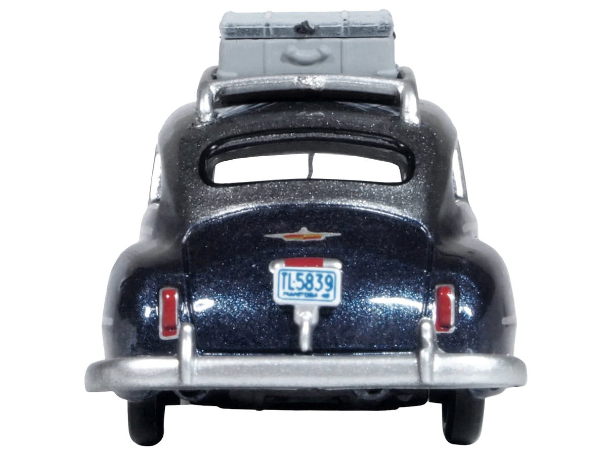 1946 DeSoto Suburban with Roof Rack and Luggage Butterfly Blue Metallic with Crystal Gray Top 1/87 (HO) Scale Diecast Model Car