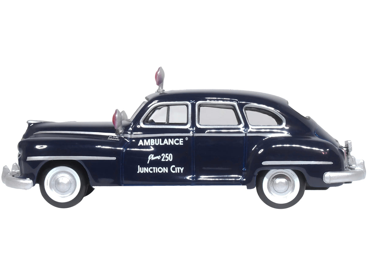 1946 DeSoto Suburban Ambulance Dark Blue "Junction City Ambulance" 1/87 (HO) Scale Diecast Model Car