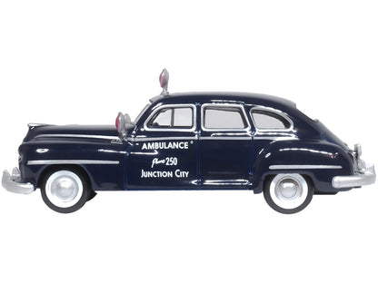 1946 DeSoto Suburban Ambulance Dark Blue "Junction City Ambulance" 1/87 (HO) Scale Diecast Model Car