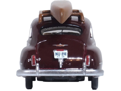 1946 DeSoto Suburban with Roof Rack and Canoe Royal Maroon 1/87 (HO) Scale Diecast Model Car