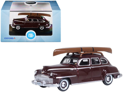 1946 DeSoto Suburban with Roof Rack and Canoe Royal Maroon 1/87 (HO) Scale Diecast Model Car