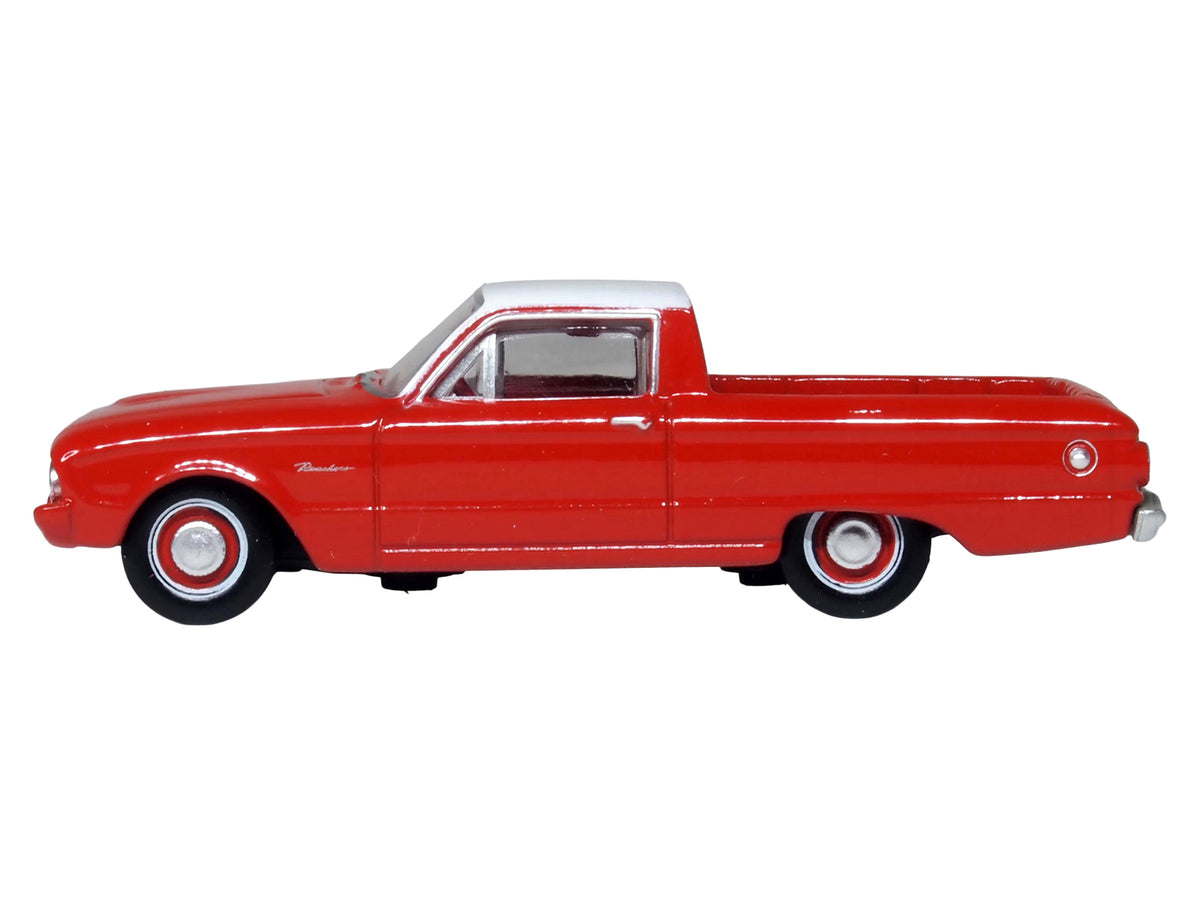 1960 Ford Falcon Ranchero Monte Carlo Red with Corinthian White Top 1/87 (HO) Scale Diecast Model Car