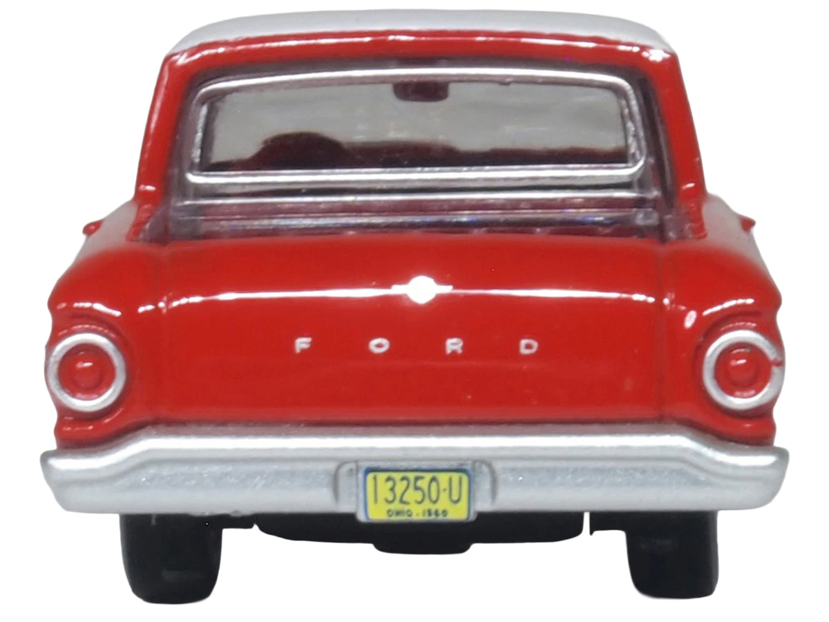 1960 Ford Falcon Ranchero Monte Carlo Red with Corinthian White Top 1/87 (HO) Scale Diecast Model Car