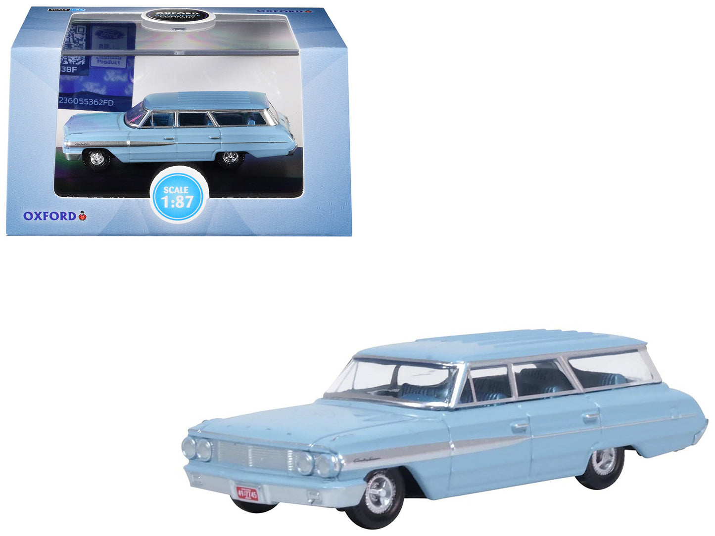 1964 Ford Country Sedan Skylight Blue 1/87 (HO) Scale Diecast Model Car
