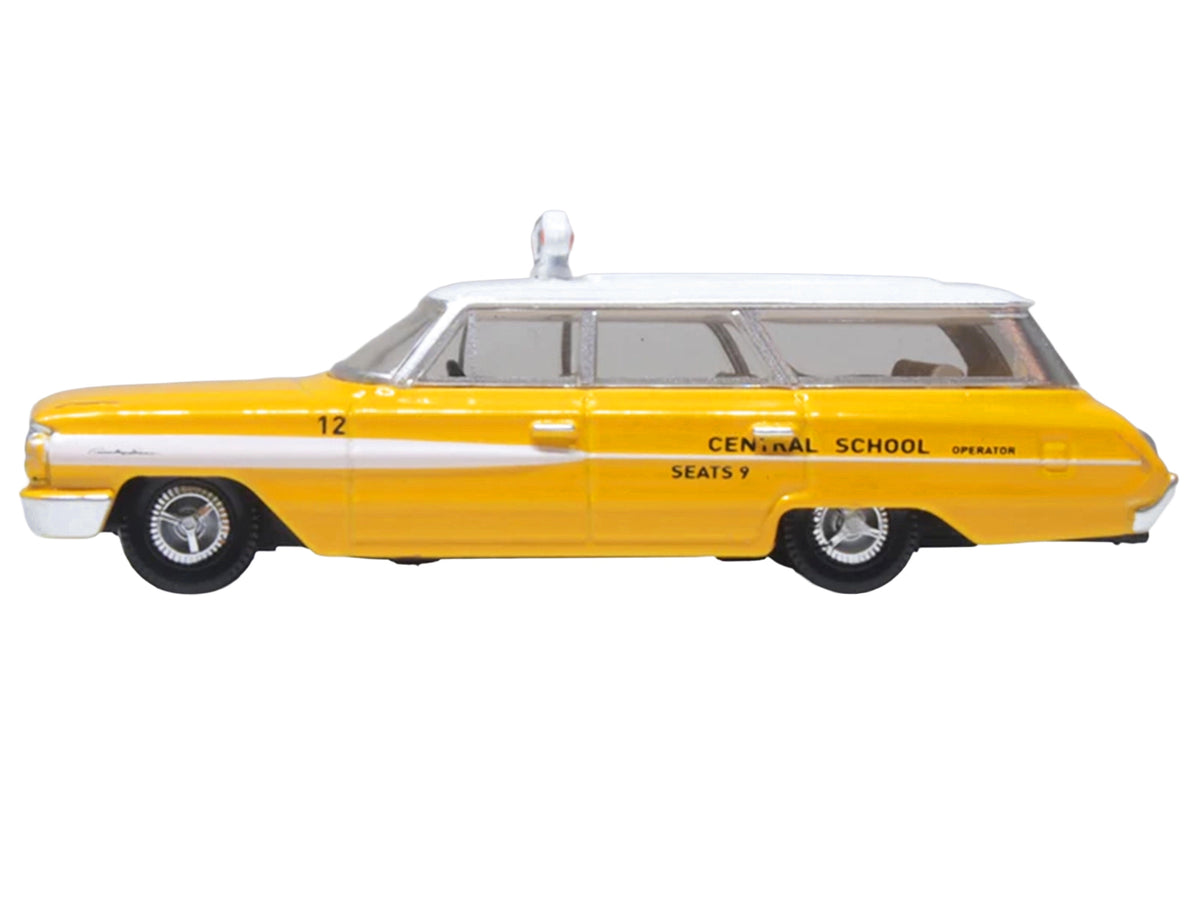 1964 Ford Country Station Wagon "Central School Bus" Yellow with White Top 1/87 (HO) Scale Diecast Model Car