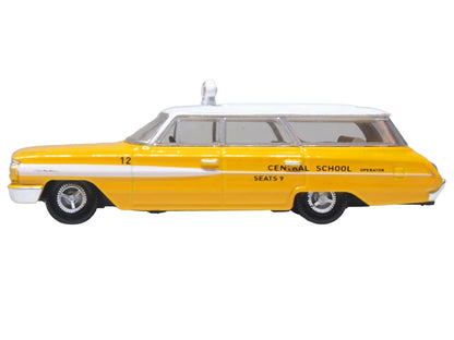 1964 Ford Country Station Wagon "Central School Bus" Yellow with White Top 1/87 (HO) Scale Diecast Model Car