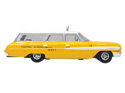 1964 Ford Country Station Wagon "Central School Bus" Yellow with White Top 1/87 (HO) Scale Diecast Model Car
