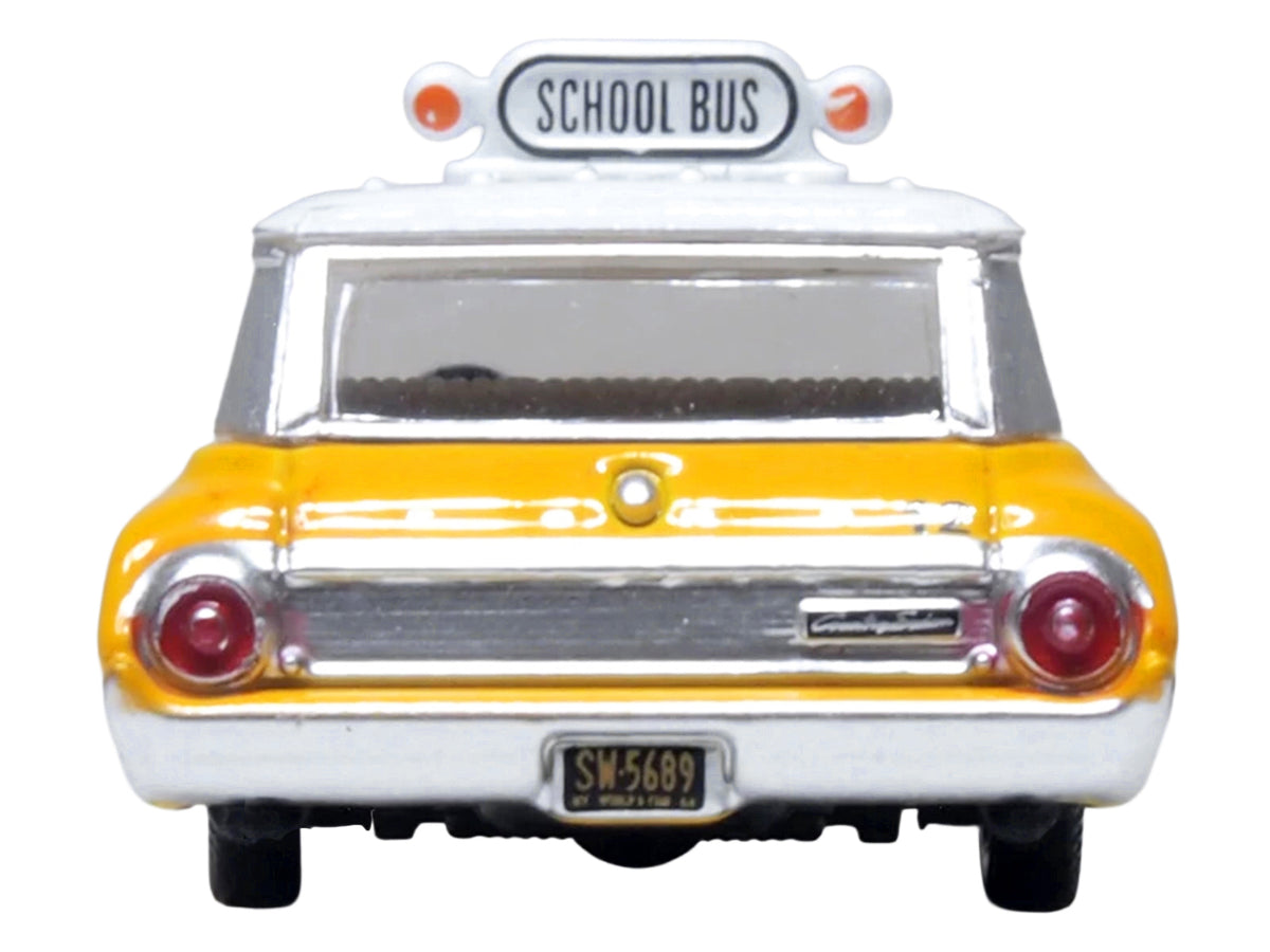 1964 Ford Country Station Wagon "Central School Bus" Yellow with White Top 1/87 (HO) Scale Diecast Model Car