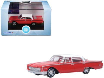 1960 Ford Fairlane Sedan 500 Monte Carlo Red with Corinthian White Top and Interior 1/87 (HO) Scale Diecast Model Car