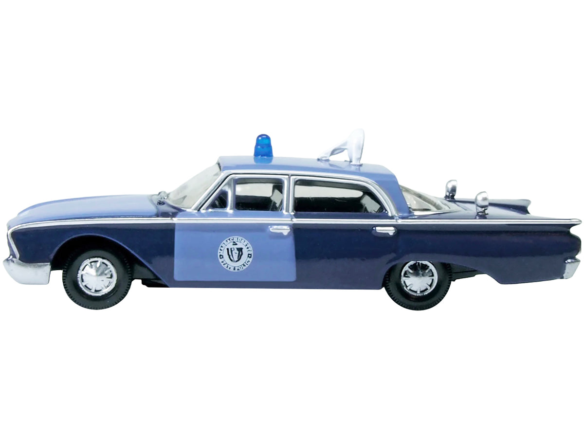 1960 Ford Fairlane Sedan "Massachusetts State Police Radar Car" Blue Two-Tone 1/87 (HO) Scale Diecast Model Car