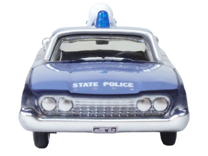 1960 Ford Fairlane Sedan "Massachusetts State Police Radar Car" Blue Two-Tone 1/87 (HO) Scale Diecast Model Car