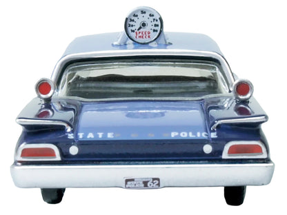 1960 Ford Fairlane Sedan "Massachusetts State Police Radar Car" Blue Two-Tone 1/87 (HO) Scale Diecast Model Car