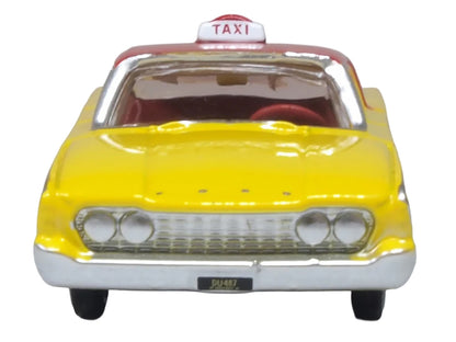 1960 Ford Fairlane Sedan "NYC Taxi" Yellow with Red Top and Interior 1/87 (HO) Scale Diecast Model Car