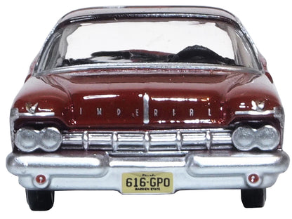 1959 Chrysler Imperial Crown 2 Door Hardtop Radiant Red with Black Top 1/87 (HO) Scale Diecast Model Car