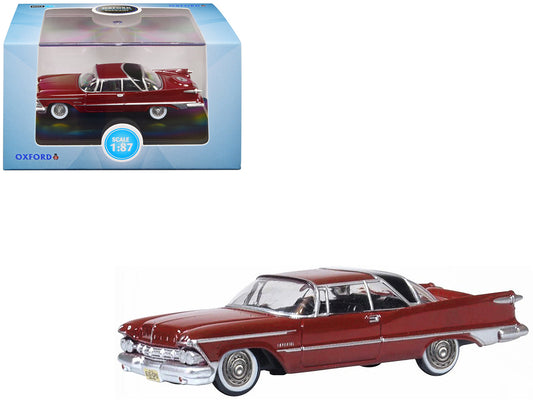1959 Chrysler Imperial Crown 2 Door Hardtop Radiant Red with Black Top 1/87 (HO) Scale Diecast Model Car