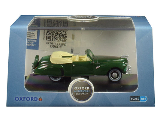 1941 Lincoln Continental Convertible Spode Green 1/87 (HO) Scale Diecast Model Car