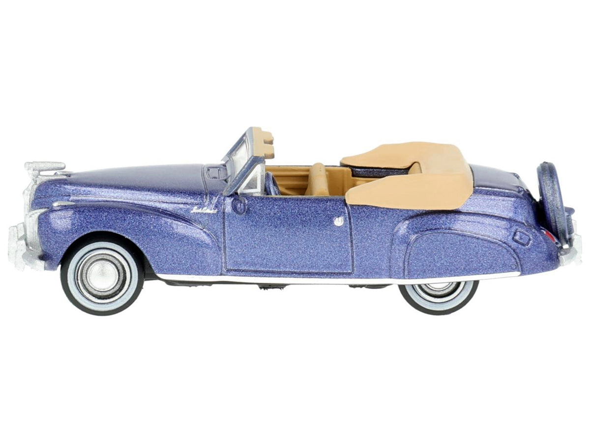 1941 Lincoln Continental Convertible Darian Blue Metallic with Tan Interior 1/87 (HO) Scale Diecast Model Car