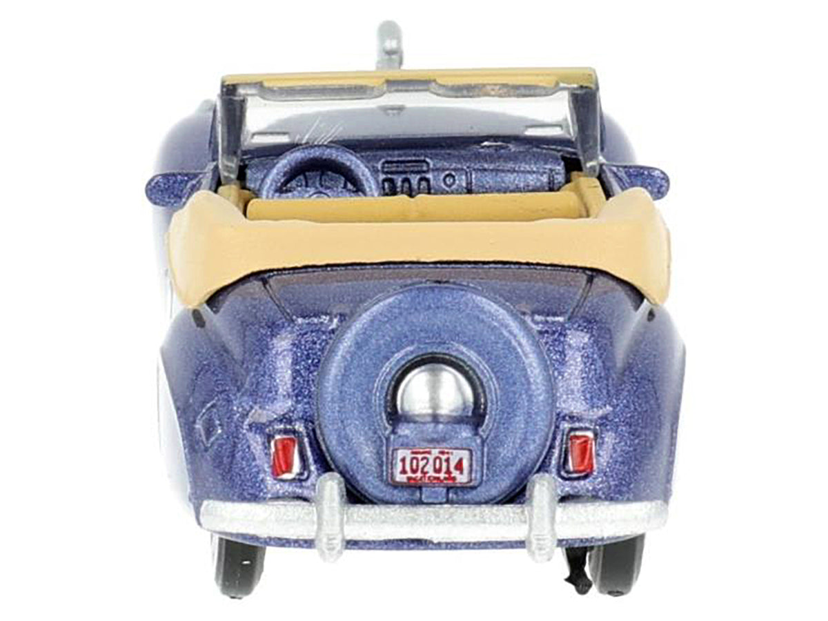 1941 Lincoln Continental Convertible Darian Blue Metallic with Tan Interior 1/87 (HO) Scale Diecast Model Car