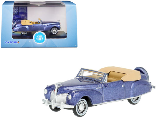 1941 Lincoln Continental Convertible Darian Blue Metallic with Tan Interior 1/87 (HO) Scale Diecast Model Car