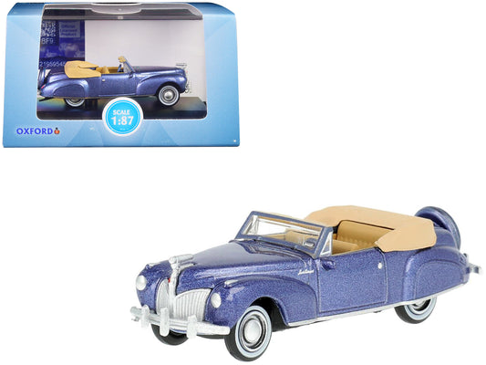 1941 Lincoln Continental Convertible Darian Blue Metallic with Tan Interior 1/87 (HO) Scale Diecast Model Car
