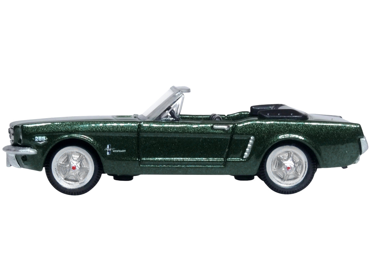 1965 Ford Mustang Convertible Ivy Green Metallic 1/87 (HO) Scale Diecast Model Car