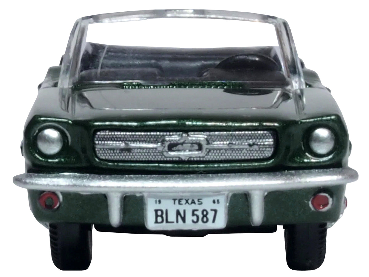 1965 Ford Mustang Convertible Ivy Green Metallic 1/87 (HO) Scale Diecast Model Car