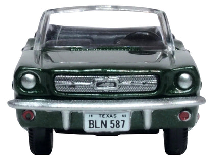 1965 Ford Mustang Convertible Ivy Green Metallic 1/87 (HO) Scale Diecast Model Car