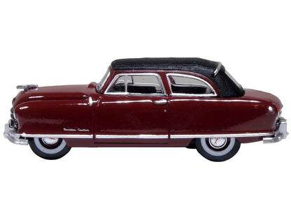 1950 Nash Rambler Custom Landau Convertible (Closed) Sunset Maroon with Black Top 1/87 (HO) Scale Diecast Model Car