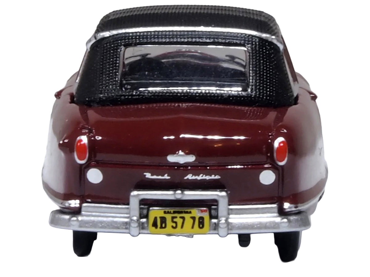 1950 Nash Rambler Custom Landau Convertible (Closed) Sunset Maroon with Black Top 1/87 (HO) Scale Diecast Model Car