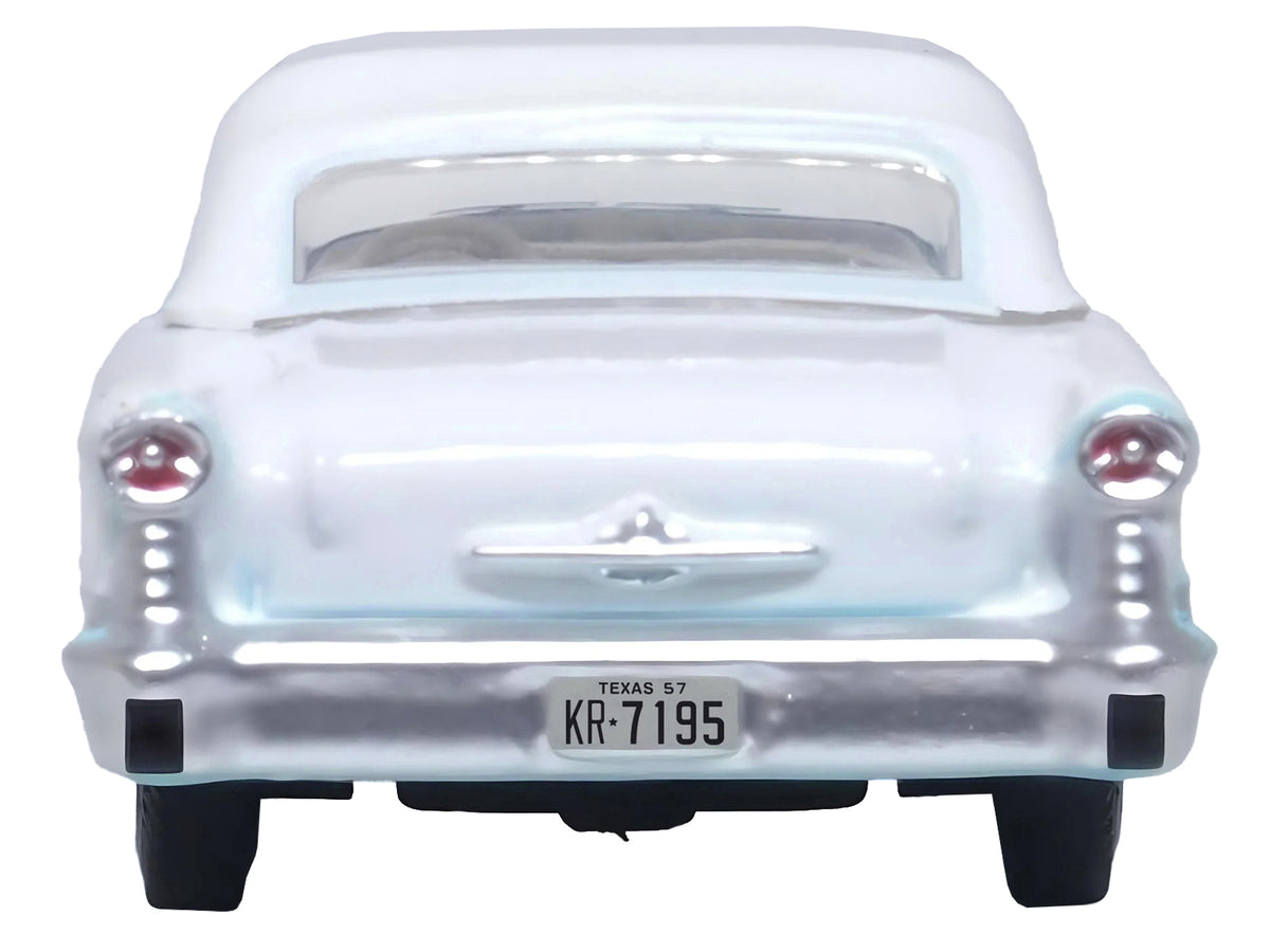 1957 Oldsmobile 88 Convertible (Top-Up) Banff Blue and Alcan White with White 1/87 (HO) Scale Diecast Model Car