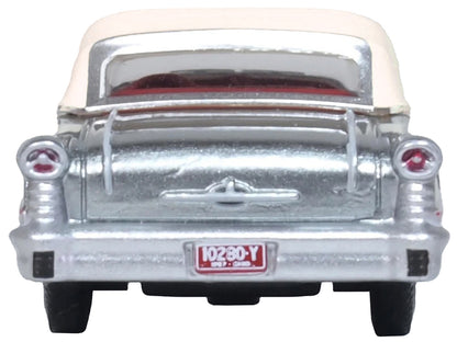 1957 Oldsmobile 88 Convertible (Top-Up) Juneau Gray with White Top and Red Interior 1/87 (HO) Scale Diecast Model Car