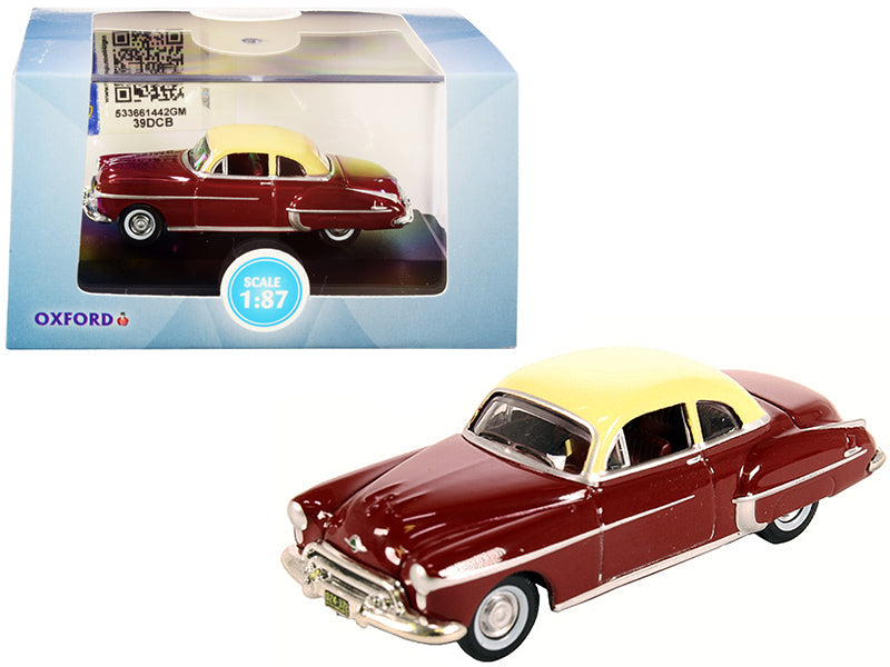 1950 Oldsmobile Rocket 88 Coupe Chariot Red with Canto Cream Top 1/87 (HO) Scale Diecast Model Car