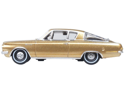 1965 Plymouth Barracuda Gold Metallic with Black Stripes 1/87 (HO) Scale Diecast Model Car