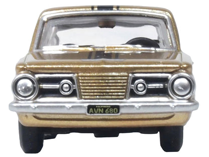 1965 Plymouth Barracuda Gold Metallic with Black Stripes 1/87 (HO) Scale Diecast Model Car