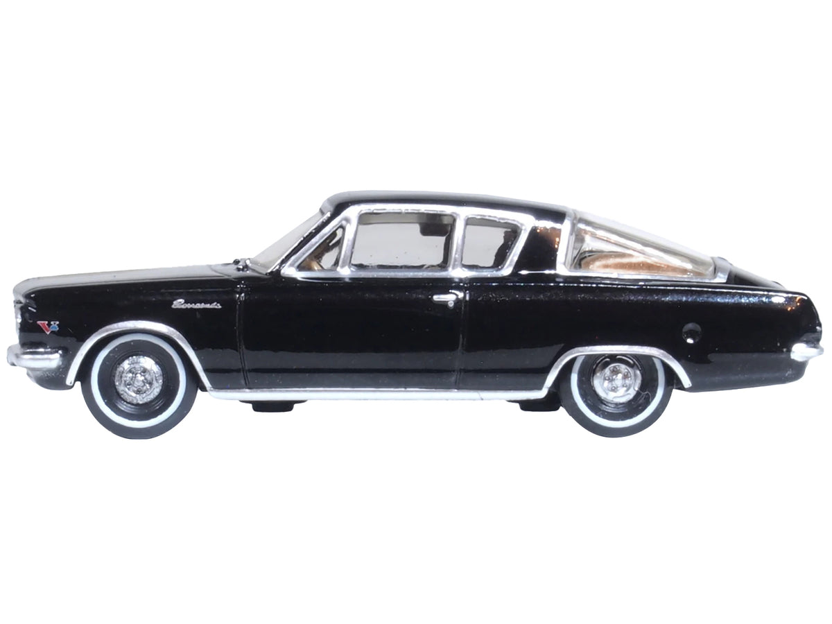 1965 Plymouth Barracuda Black with Gold Stripes 1/87 (HO) Scale Diecast Model Car
