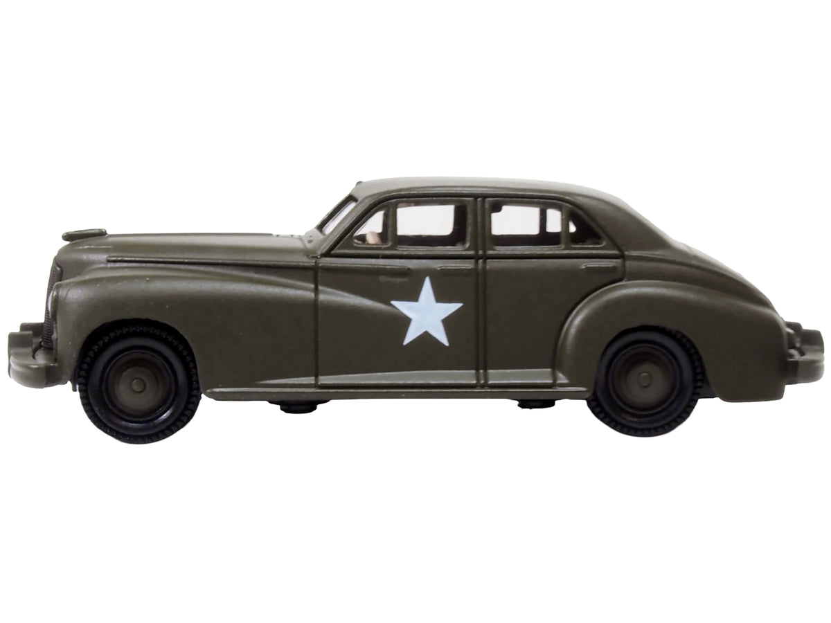 1942 Packard Clipper Touring Sedan "US Army Staff Car" Olive Drab 1/87 (HO) Scale Diecast Model Car