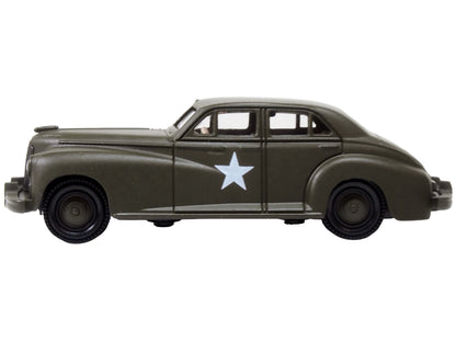 1942 Packard Clipper Touring Sedan "US Army Staff Car" Olive Drab 1/87 (HO) Scale Diecast Model Car
