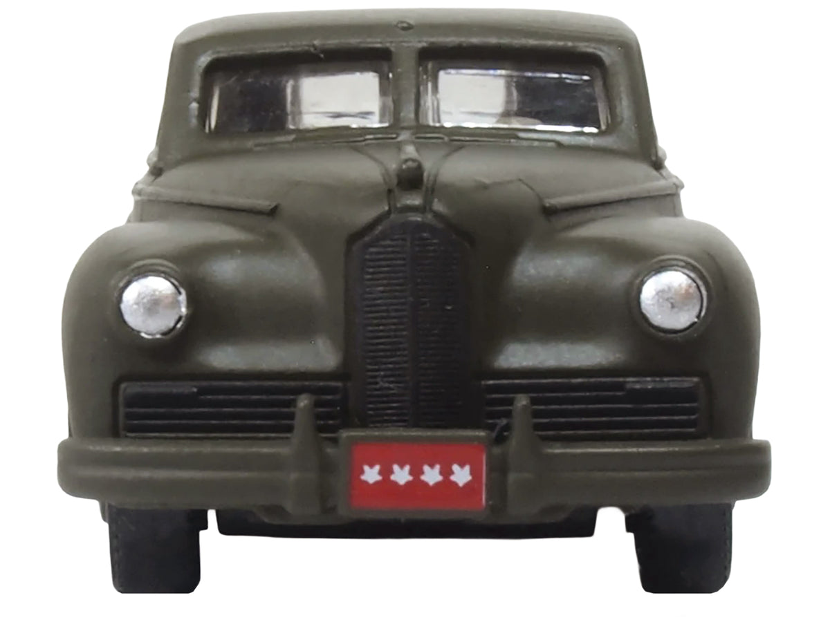 1942 Packard Clipper Touring Sedan "US Army Staff Car" Olive Drab 1/87 (HO) Scale Diecast Model Car