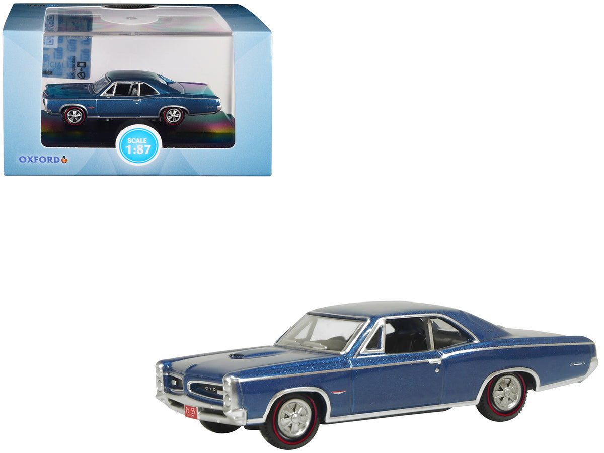 1966 Pontiac GTO Fontaine Blue Metallic 1/87 (HO) Scale Diecast Model Car