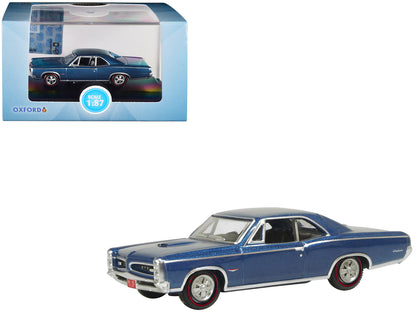 1966 Pontiac GTO Fontaine Blue Metallic 1/87 (HO) Scale Diecast Model Car