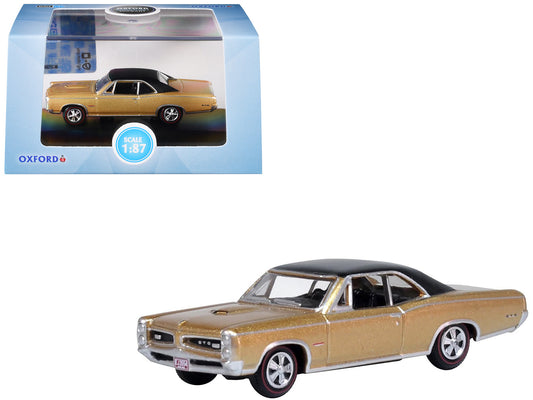 1966 Pontiac GTO Martinique Bronze Metallic with Black Top 1/87 (HO) Scale Diecast Model Car