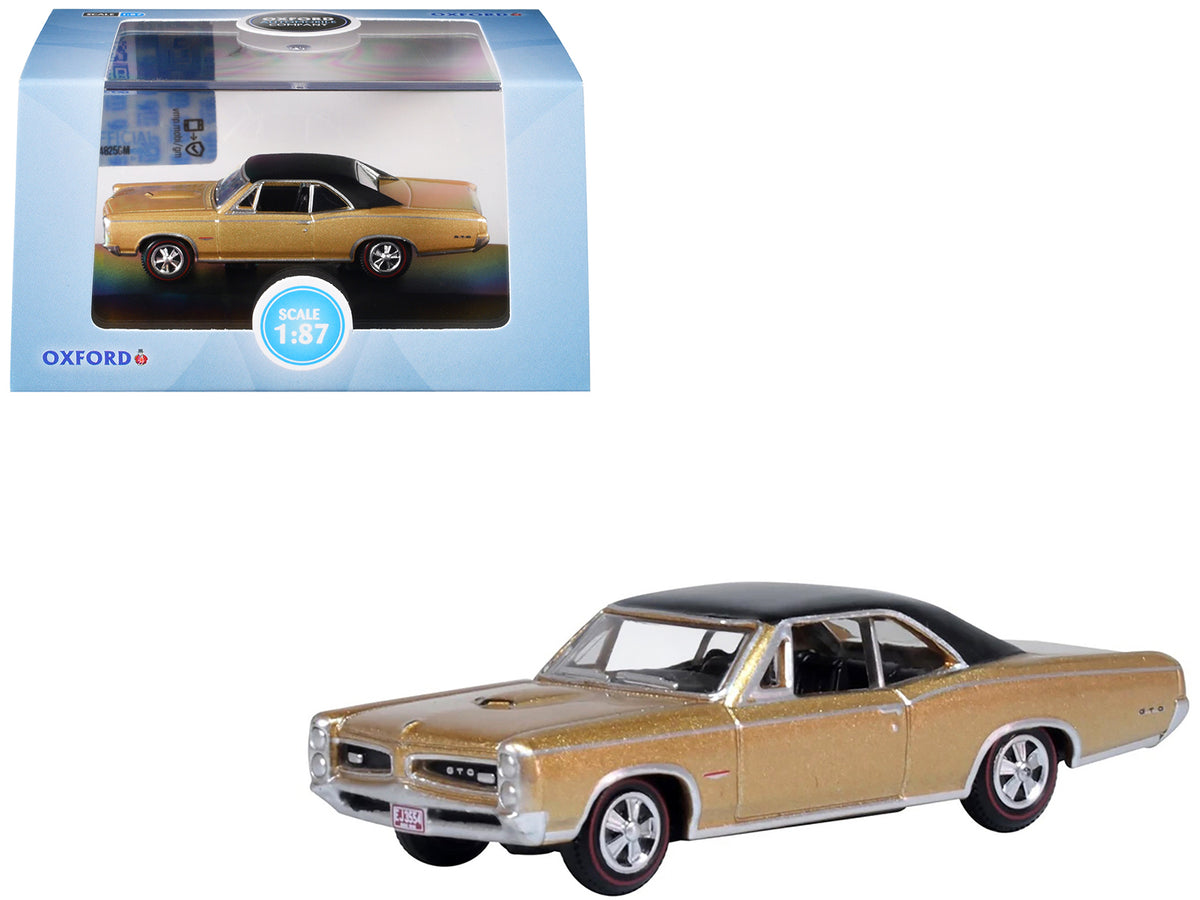 1966 Pontiac GTO Martinique Bronze Metallic with Black Top 1/87 (HO) Scale Diecast Model Car