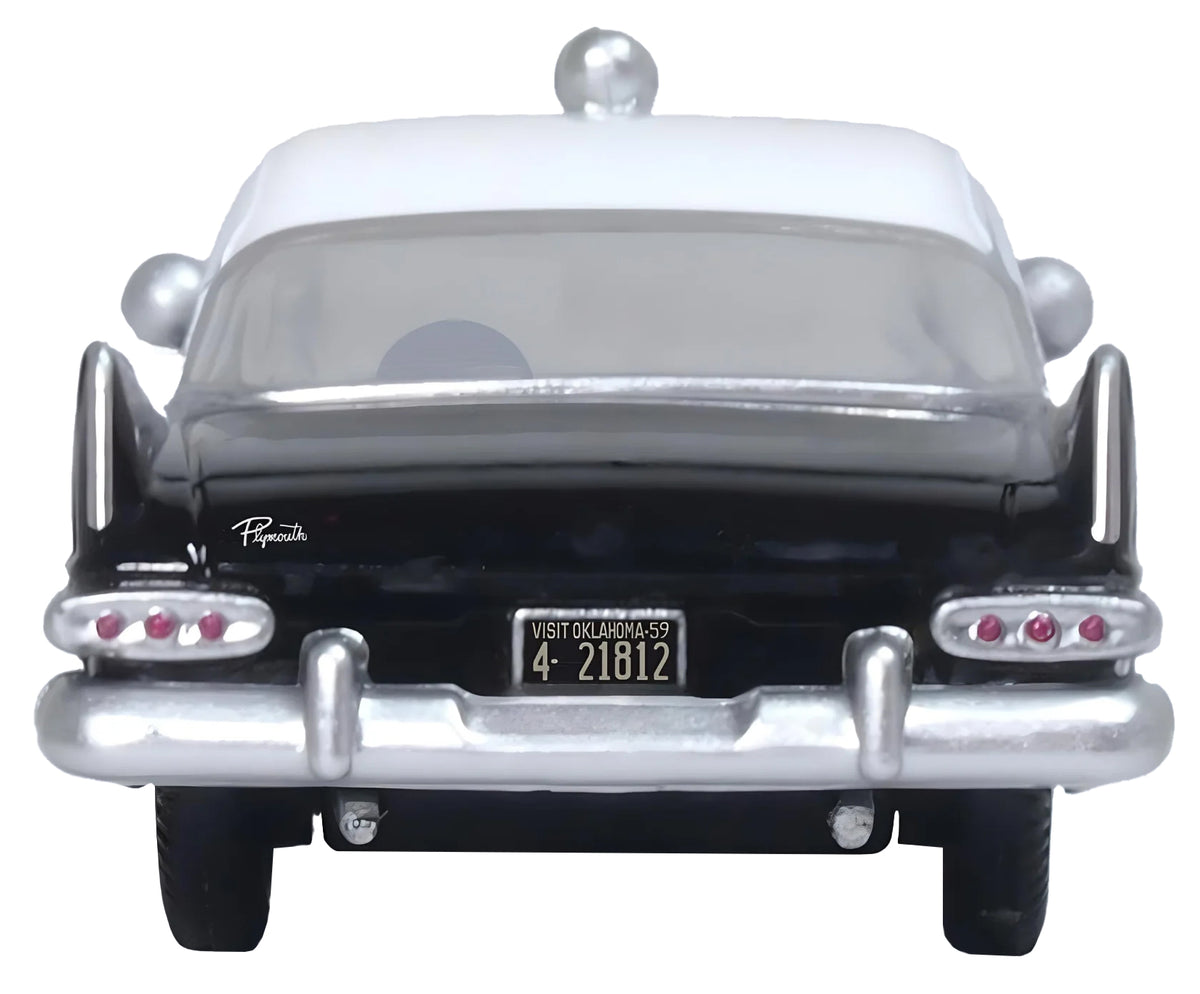 1959 Plymouth Savoy Black and White "Oklahoma Highway Patrol" 1/87 (HO) Scale Diecast Model Car