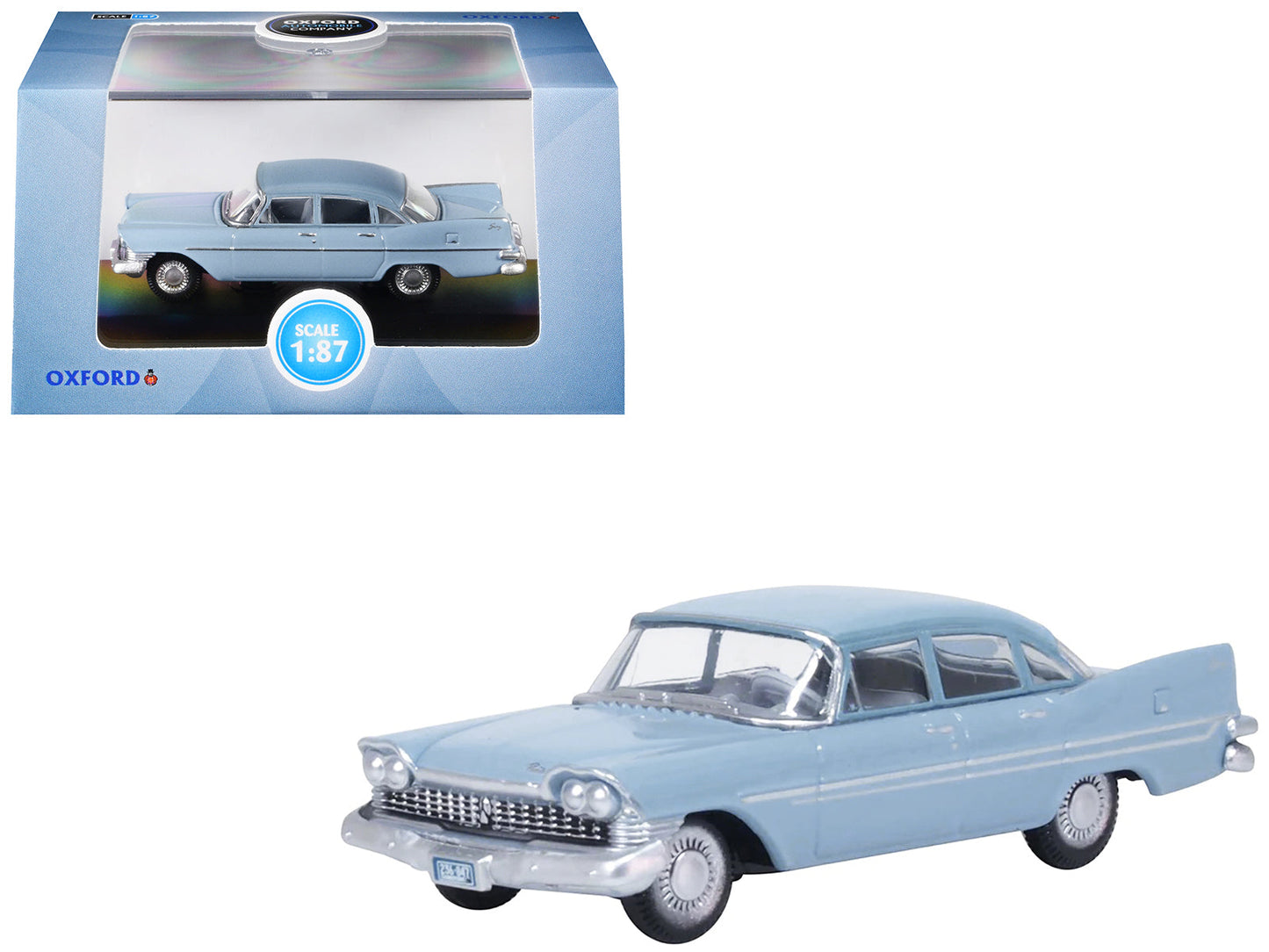 1959 Plymouth Savoy Sedan Powder Blue 1/87 (HO) Scale Diecast Model Car
